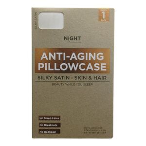 NIGHT Silk Care Anti-Aging Silky Satin Pillowcase, Standard/Queen - White